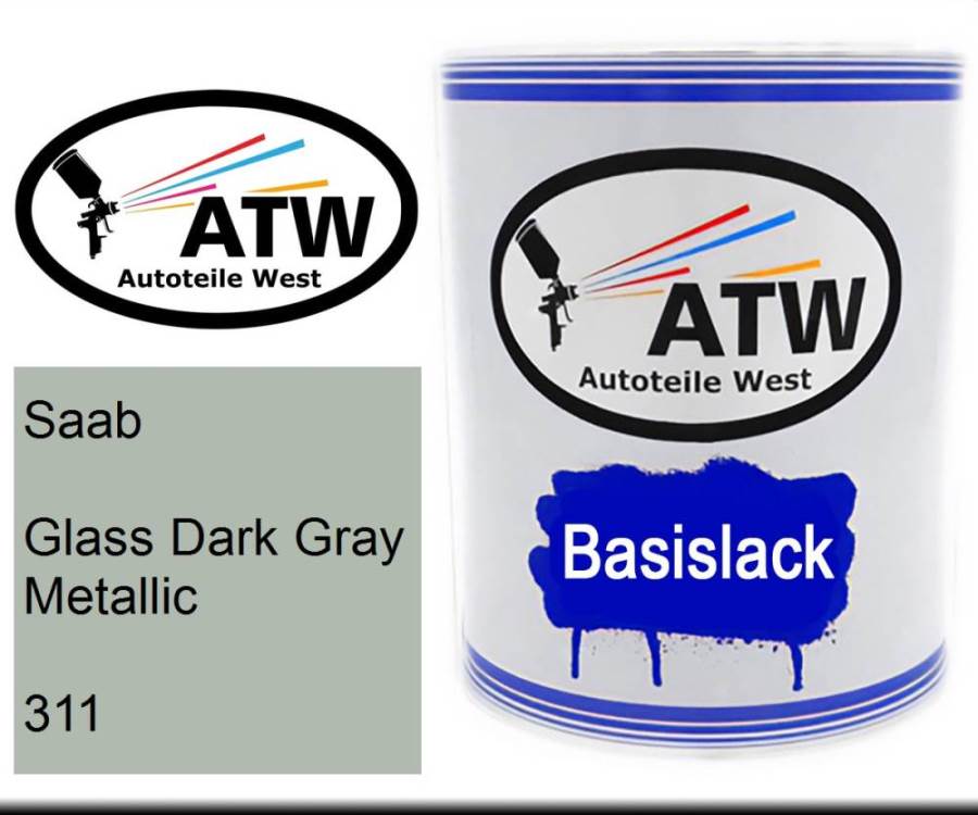 Saab, Glass Dark Gray Metallic, 311: 1L Lackdose, von ATW Autoteile West.